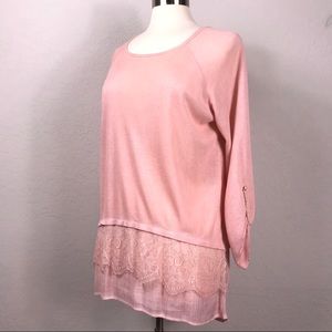 Ali Miles Top Blush Pink Long Sleeve Sz Large